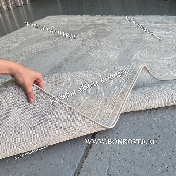 Ковер Турция Для Гостиной Дизайн 96 Белый со Светло-серым